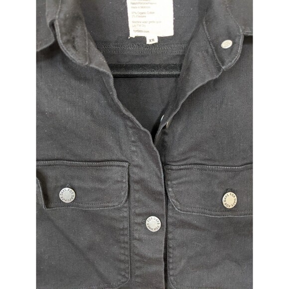 For Days Shirt Jacket Black Organic Cotton Relaxed Fit Pockets Collared XS - Picture 7 of 9